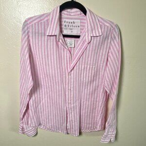 Frank & Eileen Barry Pink & White Striped Button-Down Shirt | Size Small